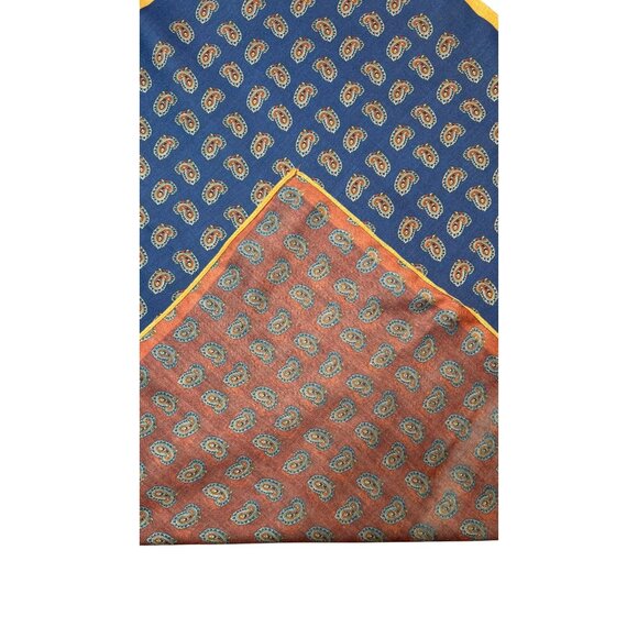 2/$30 NEW Navy Blue Rust Gold Paisley Printed Silky Polyester Fashion Scarf - Picture 7 of 9